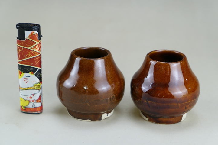 古玩陶瓷清代.紫金釉雞心罐(一對拍賣)拍賣,當前價格198元