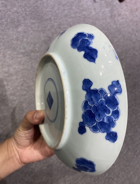古玩陶瓷雍正過墻龍紋盤拍賣,當前價格30000元