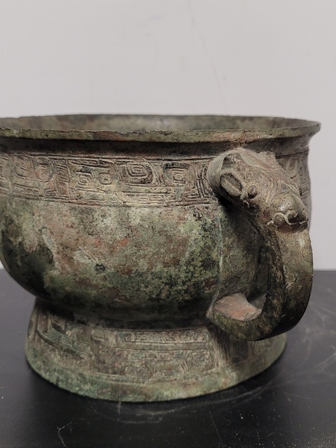 古玩銅器夔紋青銅簋真品鑒賞圖