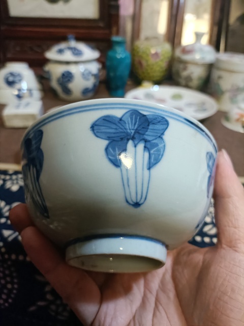 古玩陶瓷光緒青花百財紋茶碗拍賣，當前價格2888元