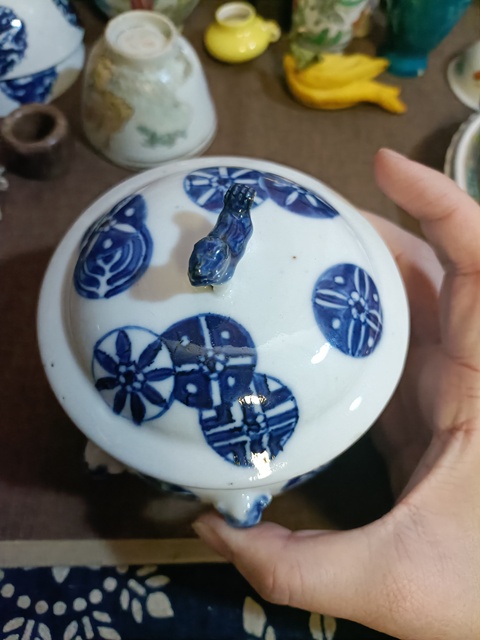 古玩陶瓷光緒青花皮球花紋粥罐拍賣,當前價格2888元