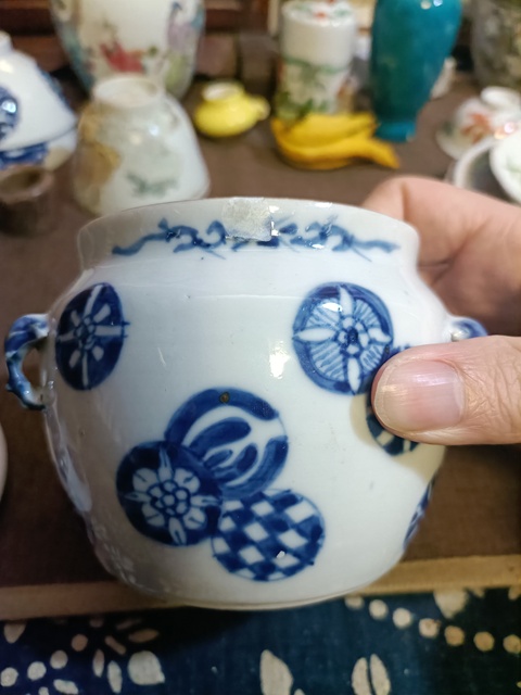 古玩陶瓷光緒青花皮球花紋粥罐拍賣,當前價格2888元