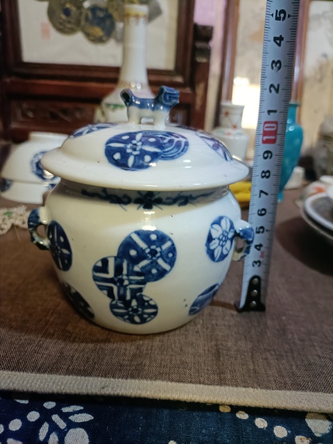 古玩陶瓷光緒青花皮球花紋粥罐拍賣,當前價格2888元
