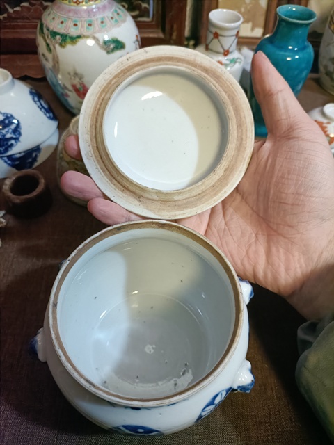 古玩陶瓷光緒青花皮球花紋粥罐拍賣,當前價格2888元