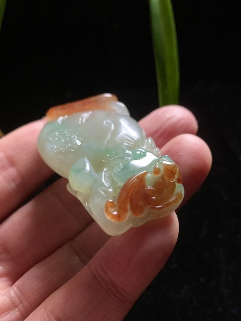 古玩玉器天然翡翠雕“福如意”掛件拍賣，當前價格16000元