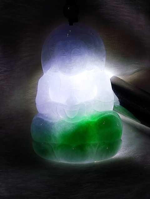古玩玉器天然A貨翡翠陽綠帶紫羅蘭觀音吊墜拍賣,當前價格0元