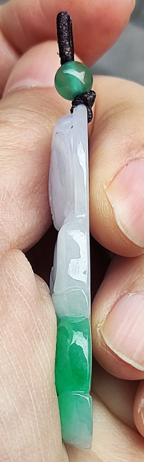 古玩玉器天然A貨翡翠陽綠帶紫羅蘭觀音吊墜拍賣,當前價格0元