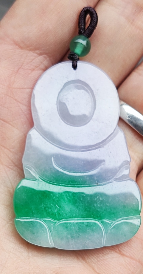 古玩玉器天然A貨翡翠陽綠帶紫羅蘭觀音吊墜拍賣,當前價格0元