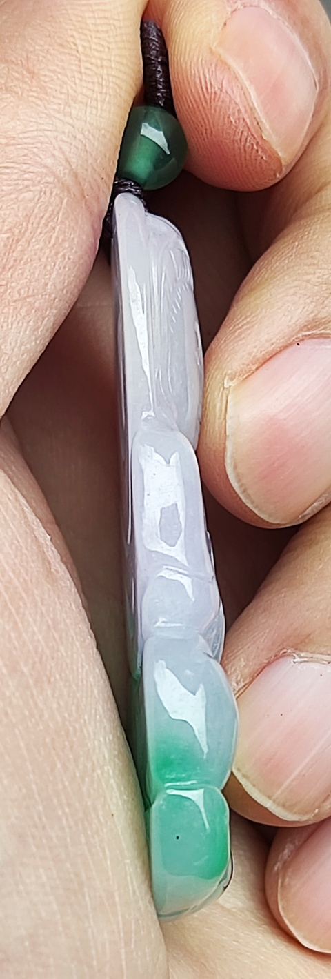 古玩玉器天然A貨翡翠陽綠帶紫羅蘭觀音吊墜拍賣,當前價格0元