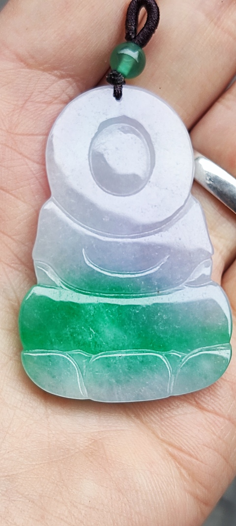 古玩玉器天然A貨翡翠陽綠帶紫羅蘭觀音吊墜拍賣,當前價格0元