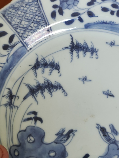 古玩陶瓷康雍正青花花鳥盤拍賣,當前價格680元