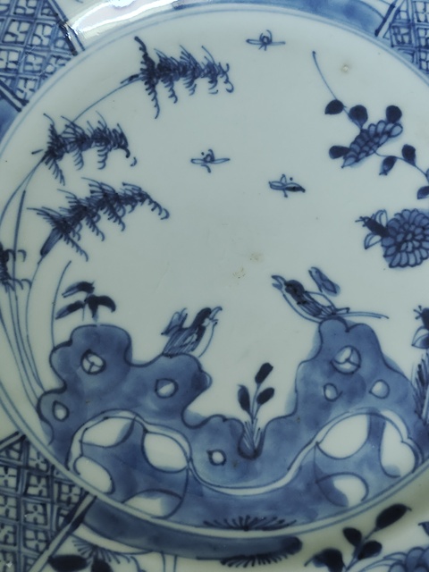 古玩陶瓷康雍正青花花鳥盤拍賣,當前價格680元