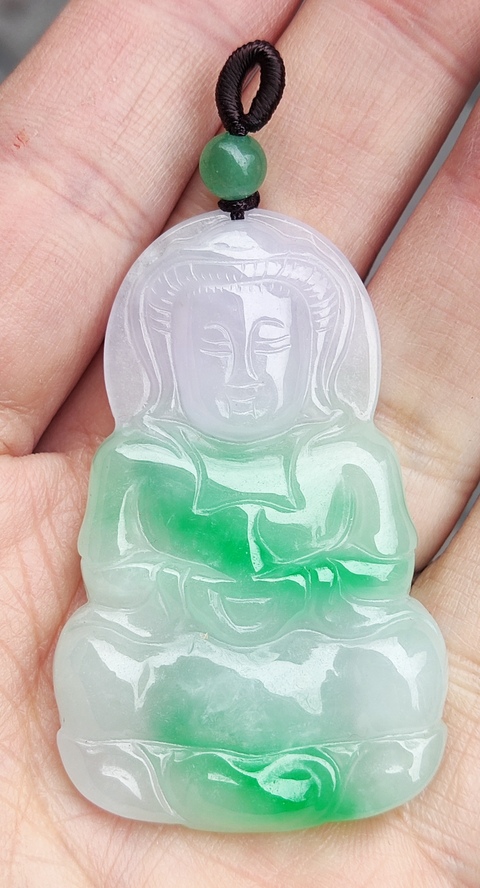 古玩玉器天然翡翠觀音題材掛件拍賣,當前價格1288元