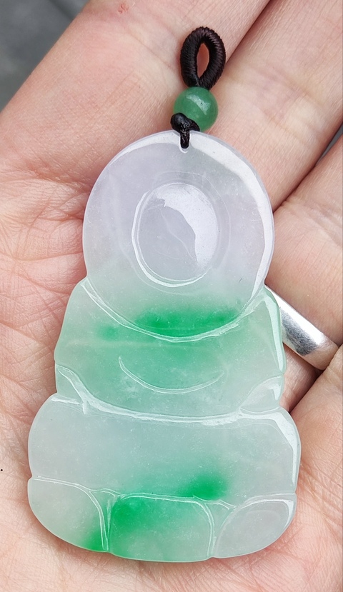 古玩玉器天然翡翠觀音題材掛件拍賣,當前價格1288元