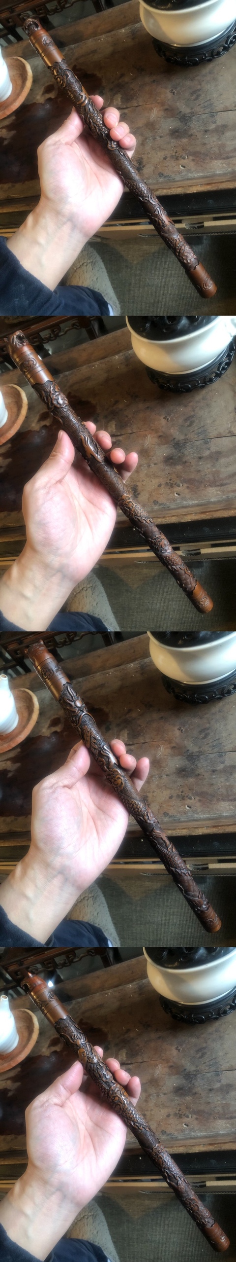 古玩雜項清·黃楊木云龍紋香筒拍賣，當前價格8000元