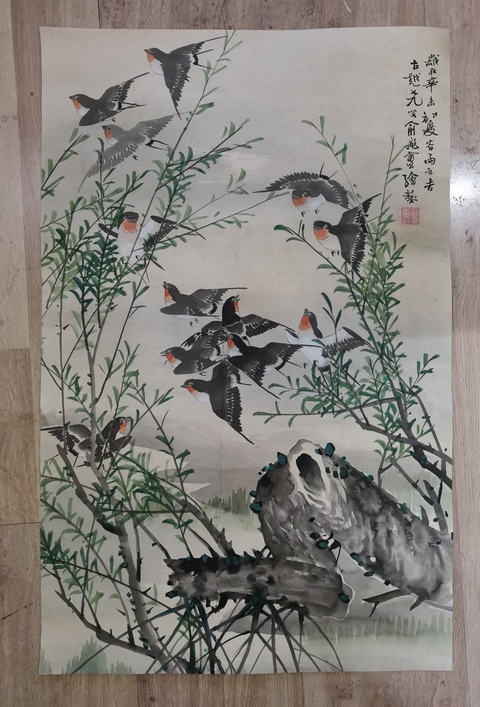 古玩字畫平臺已保真已故西泠印社顧問吳昌碩大師弟子浙江名家俞飛庵花鳥拍賣,當前價格12000元