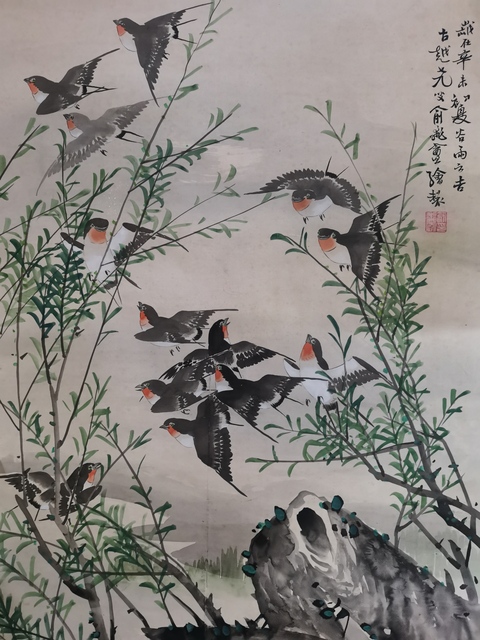 古玩字畫平臺已保真已故西泠印社顧問吳昌碩大師弟子浙江名家俞飛庵花鳥拍賣,當前價格12000元