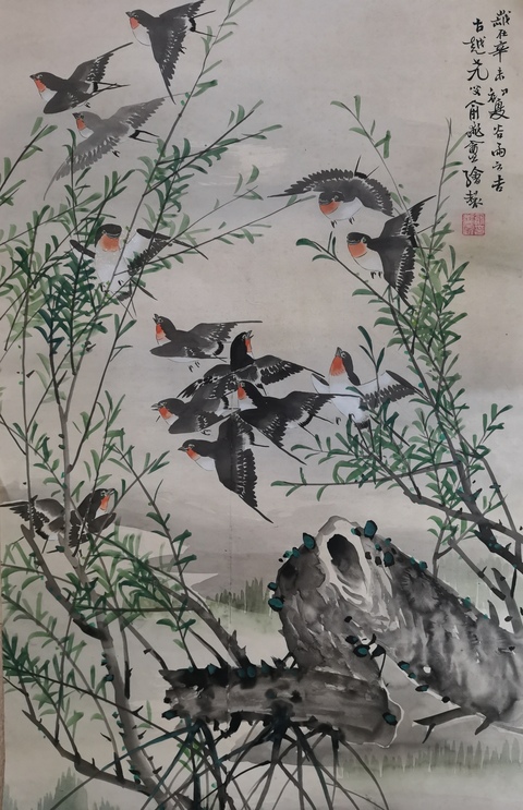 古玩字畫平臺已保真已故西泠印社顧問吳昌碩大師弟子浙江名家俞飛庵花鳥拍賣,當前價格12000元