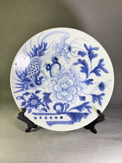 古玩陶瓷清中~青花鳳穿花紋盤拍賣，當前價格2188元