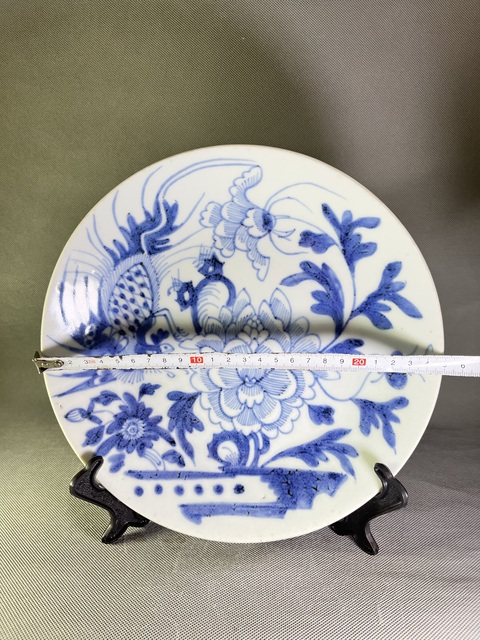 古玩陶瓷清中~青花鳳穿花紋盤拍賣，當前價格2188元