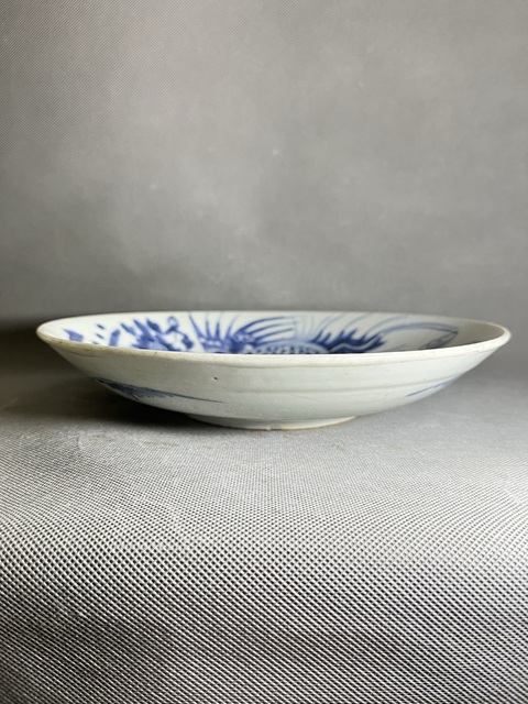 古玩陶瓷清中~青花鳳穿花紋盤拍賣，當前價格2188元