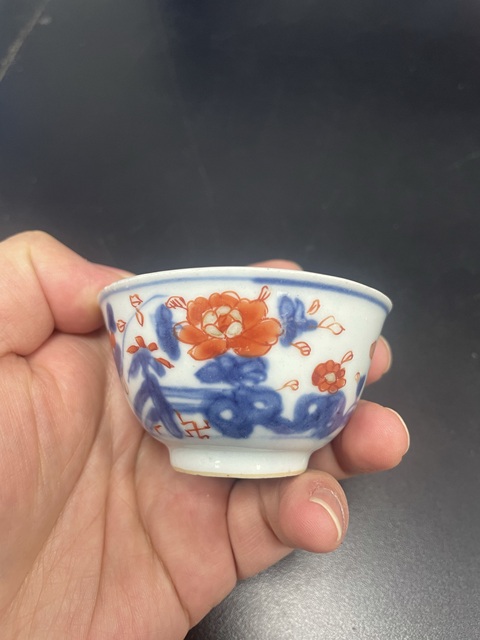 古玩陶瓷清康熙·青花礬紅描金花卉紋杯拍賣,當前價格980元