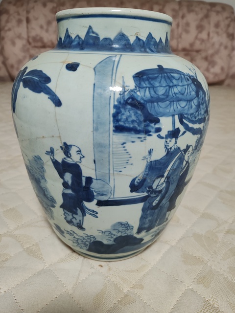 古玩陶瓷青花人物故事紋將軍罐拍賣，當前價格30000元