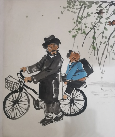 古玩字畫中美協會員長安四子之一劉星歸學圖拍賣,當前價格1888元