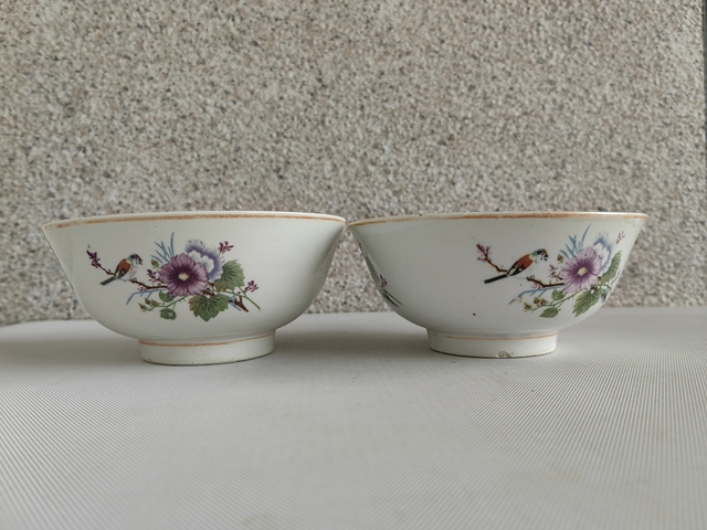 古玩陶瓷粉彩花鳥紋碗拍賣,當前價格260元