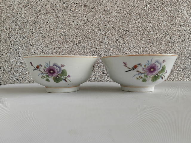 古玩陶瓷粉彩花鳥紋碗拍賣,當前價格260元
