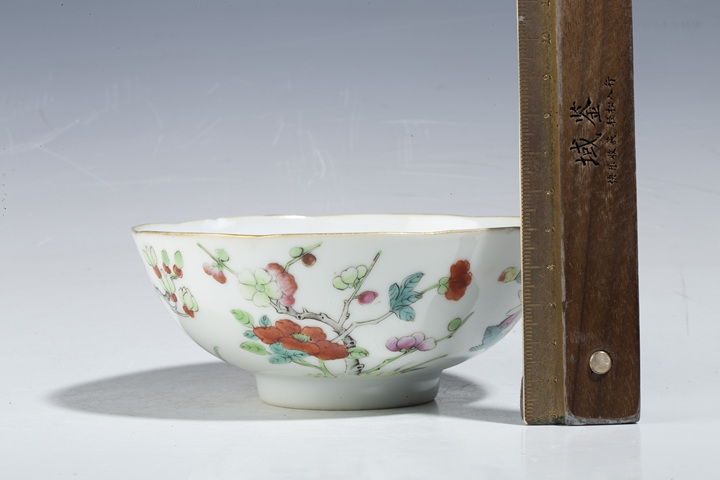 古玩陶瓷清道光·粉彩四季花卉紋花口碗拍賣，當前價格1880元