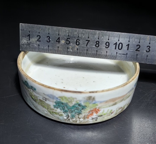 古玩陶瓷清末民初淺絳彩山水紋筆洗拍賣,當前價格480元