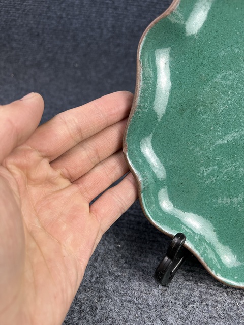 古玩雜項老紫砂掛釉盤拍賣，當前價格3000元