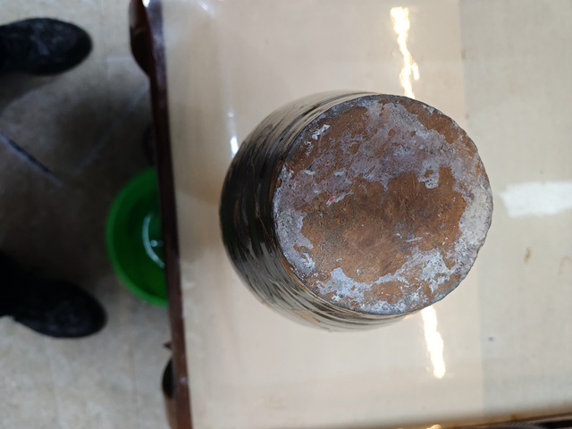 古玩陶瓷明代青花盤口瓶拍賣,當前價格5850元