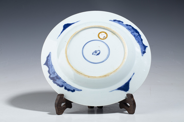 古玩陶瓷清康熙·青花狩獵圖折沿盤拍賣，當前價格516元