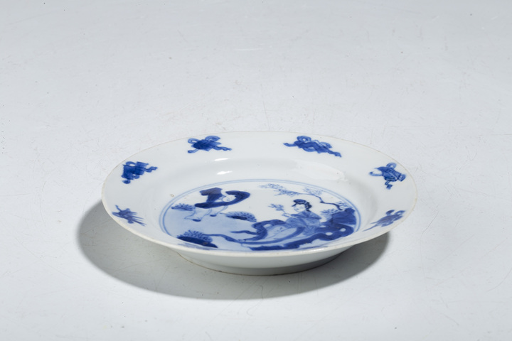 古玩陶瓷清康熙·青花三娘教子紋小碟拍賣,當前價格1456元