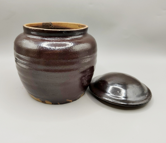 古玩陶瓷明末清初·油滴釉蓋罐拍賣，當前價格3200元