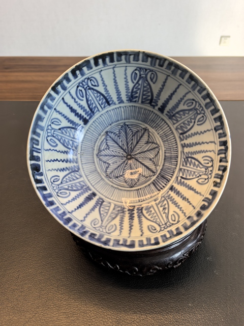 古玩陶瓷康熙仿永樂雞心青花花卉紋碗拍賣，當前價格800元