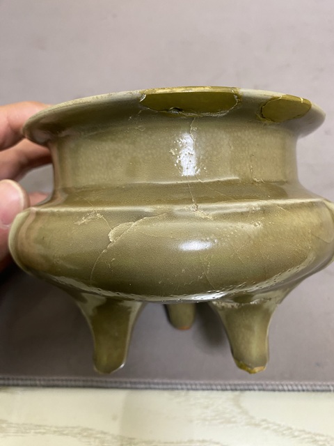 古玩陶瓷龍泉青瓷鬲式爐拍賣，當前價格8900元