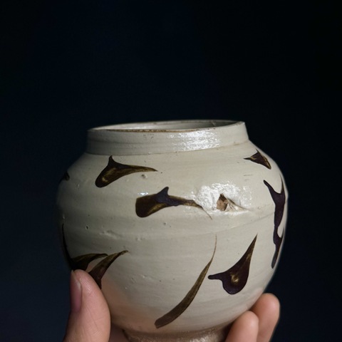 古玩陶瓷白地黑花罐拍賣,當前價格3980元