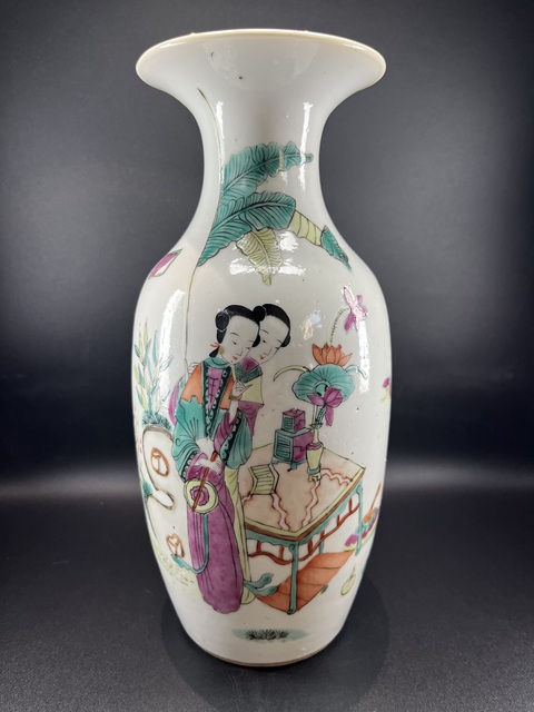 古玩陶瓷粉彩仕女人物尺瓶拍賣，當前價格5500元