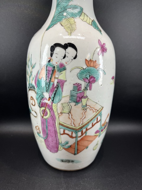 古玩陶瓷粉彩仕女人物尺瓶拍賣，當前價格5500元