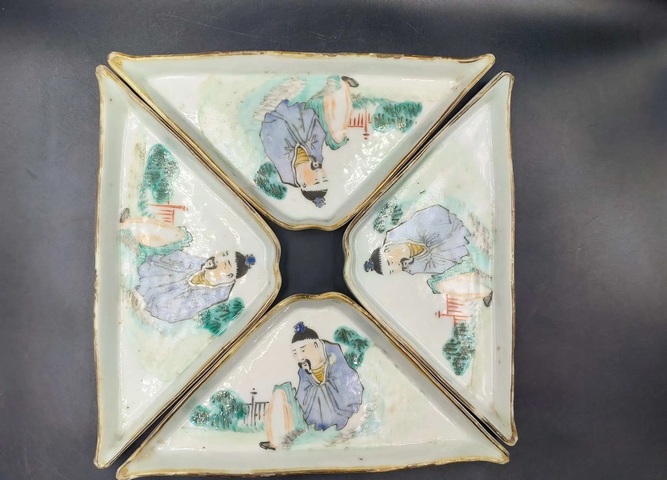 古玩陶瓷淺絳彩人物紋攢盤拍賣，當前價格1699元