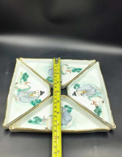 古玩陶瓷淺絳彩人物紋攢盤拍賣，當前價格1699元