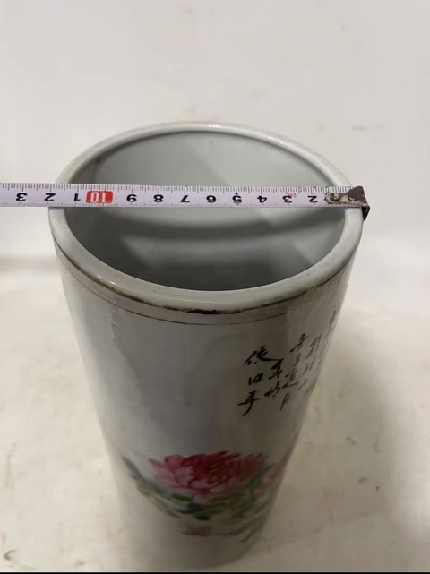 古玩陶瓷淺絳彩花鳥紋帽筒拍賣,當前價格1500元