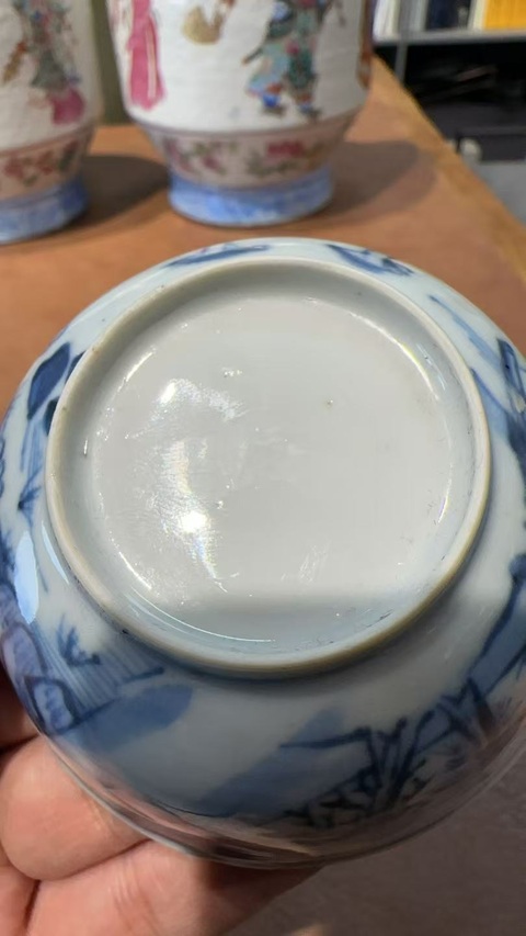 古玩陶瓷清雍乾通景青花山水壓手杯拍賣,當前價格2000元