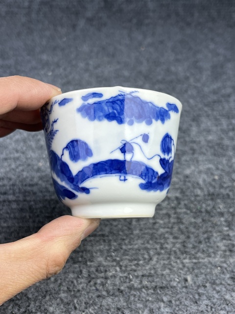 古玩陶瓷青花漁樵耕讀壓手杯拍賣,當前價格1588元