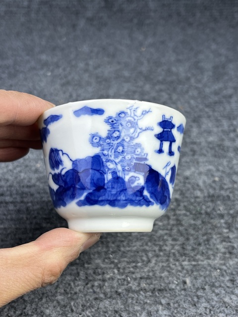 古玩陶瓷青花漁樵耕讀壓手杯拍賣,當前價格1588元