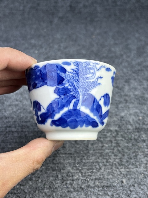 古玩陶瓷青花漁樵耕讀壓手杯拍賣,當前價格1588元