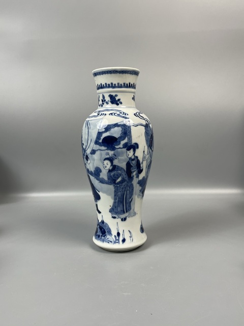 古玩陶瓷光緒三國人物紋青花觀音尊拍賣,當前價格13800元